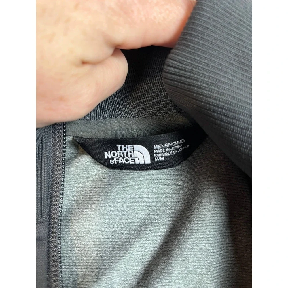 The North Face Mens Full Zip Track Jacket Grey Black Mock Neck Activewear Medium